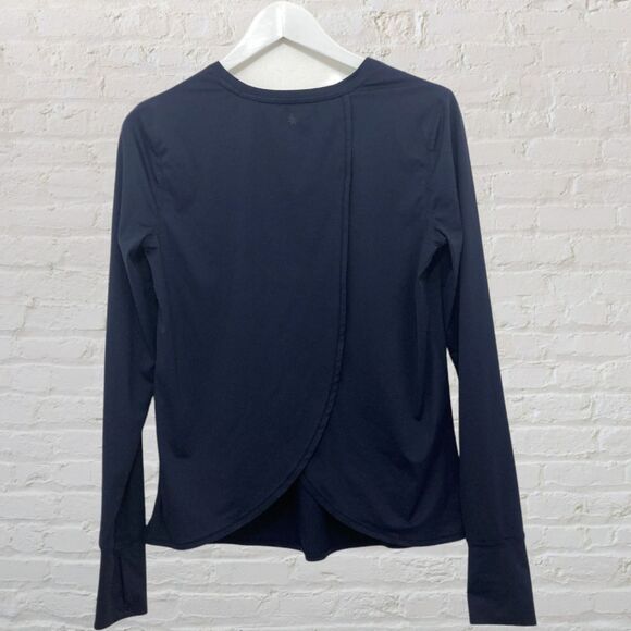 Athleta Sunlover UPF Tulip Back Top S Navy Thumbhole Sun Protection - Picture 4 of 15